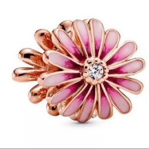 Pink Daisy Flower Charm Fit Pandora Bracelet
